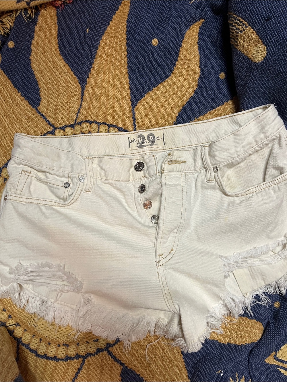 We the free Frayed Button-Fly Denim Shorts  29